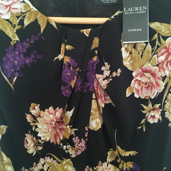 NWT Lauren Ralph Lauren Floral Bubble Crepe Cap-Sleeve Dress Sz 6 Empire waist - Picture 3 of 15